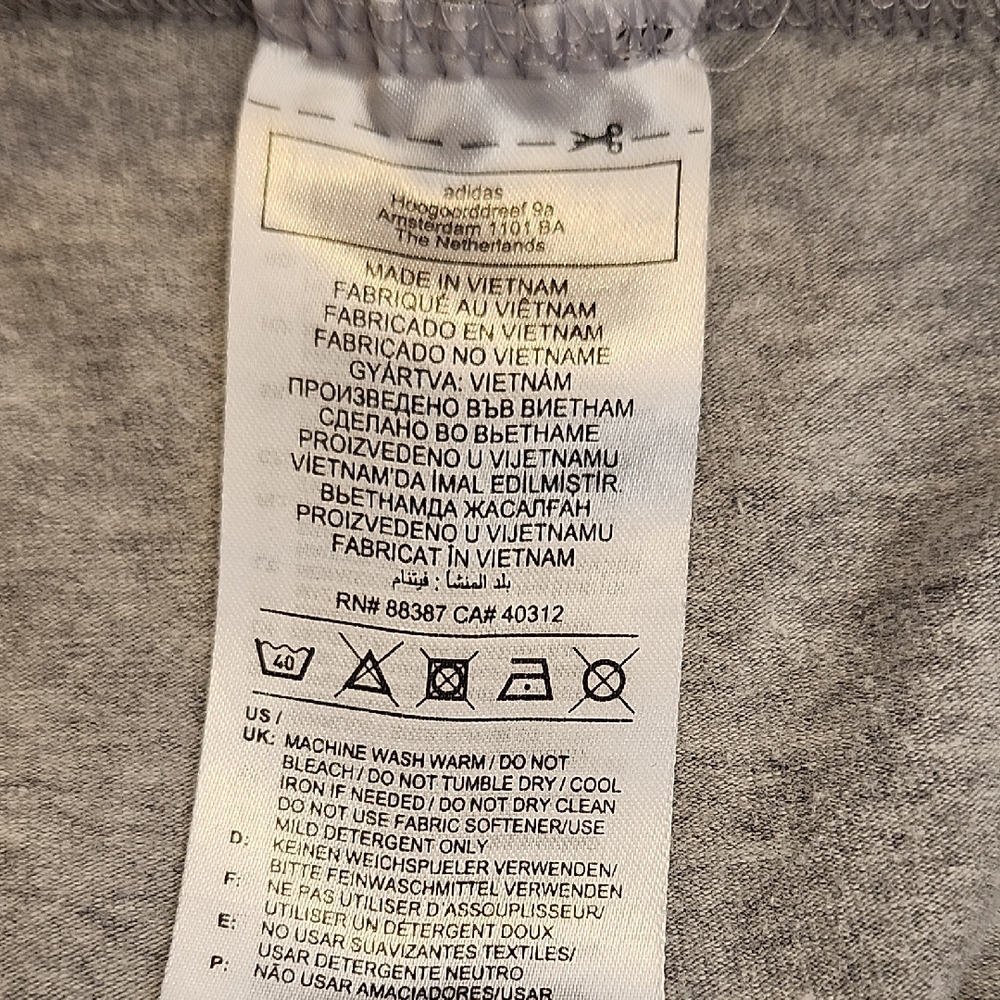 Adidas Gray Workout Leggings with Black and Grey Print Stripes - Picture 6 of 7